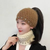 白色洋气发带女新款头饰帽子头巾女头套遮白发头箍空顶针织发带帽