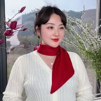 经典爆款春夏时尚百搭优雅薄款烫钻懒人小纯色丝巾女士洋气气质