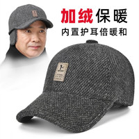 男士帽子护耳棒球帽秋冬季冬天中老年加厚保暖鸭舌帽休闲老人爸爸