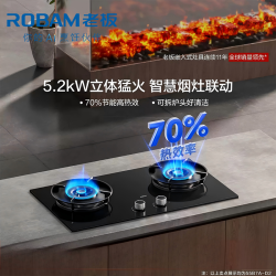 老板 智能大吸力 燃气灶液化气双灶一级能效嵌入式烟灶联动 灶具55B7A-D2