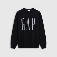 Gap 早秋logo印花抓绒圆领宽松卫衣