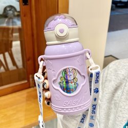 亲琴 儿童保温杯316食品级吸管水杯可爱便捷斜挎幼儿园上学生专用水壶