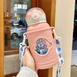 亲琴 疯狂动物城保温杯学生上学水杯女迪斯尼幼儿园宝宝吸管杯子