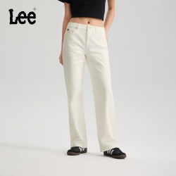 Lee [新品直筒】Lee26年纯棉五袋款设计牛仔裤四季裤子女白色潮粉彩风