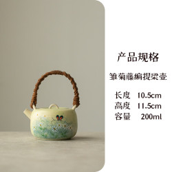 手绘雏菊釉下彩茶壶