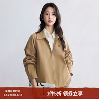 茵曼 INMAN）莱赛尔棉卡其色工装外套女2026春季复古百搭休闲宽松夹克上衣 卡其色 S