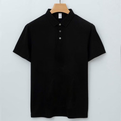 富绅 桑蚕丝莱赛尔混纺 POLO衫 黑色 2XL