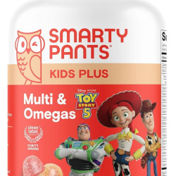 SmartyPants 【超市专属上新】SmartyPants 和 Disney-Pixar 玩具总动员 5 儿童复合维生素软糖,Omega 3 DHA EPA,维生素 D,C,B12,E,锌和碘,清洁标签,不含麸质,混合水果口味,30 天供应量,60 克 ummies