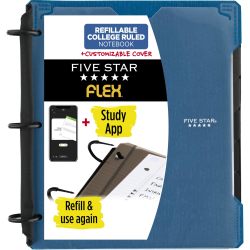 Five Star 美式三孔活页夹笔记本 含60张纸张加3个分隔页 蓝色