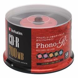 ‎バーベイタム(Verbatim) 数据盘 CD-R 记录设计 700MB 50 张彩色 MIX Phono-R SR80FHX50SV7