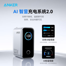 Anker 氮化镓PD快充 充电器套装+140W-CC线  线充套装 深灰色 三口 100W