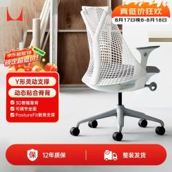赫曼米勒 HERMAN MILLER）Sayl灰白色升降扶手无腰托 人体工学椅电脑椅办公椅 质保12年