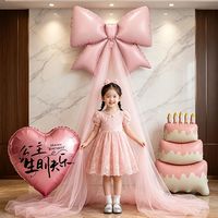 寻年味 公主生日条幅挂布蝴蝶结网纱幔气球女孩生日背景墙布置氛围感装饰
