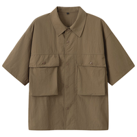 無印良品 MUJI 男式 尼龙 工装短袖衬衫 男士衬衣男装25年夏季 AC16CC5S 摩卡棕色 M (170/92A)