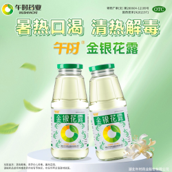 午时 药业金银花露300ml*6瓶玻璃瓶清热解毒。小儿痱毒，暑热口渴