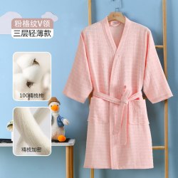 英夫仕 纯棉纱布儿童浴袍女童游泳吸水专用可穿式浴巾男童大童浴衣