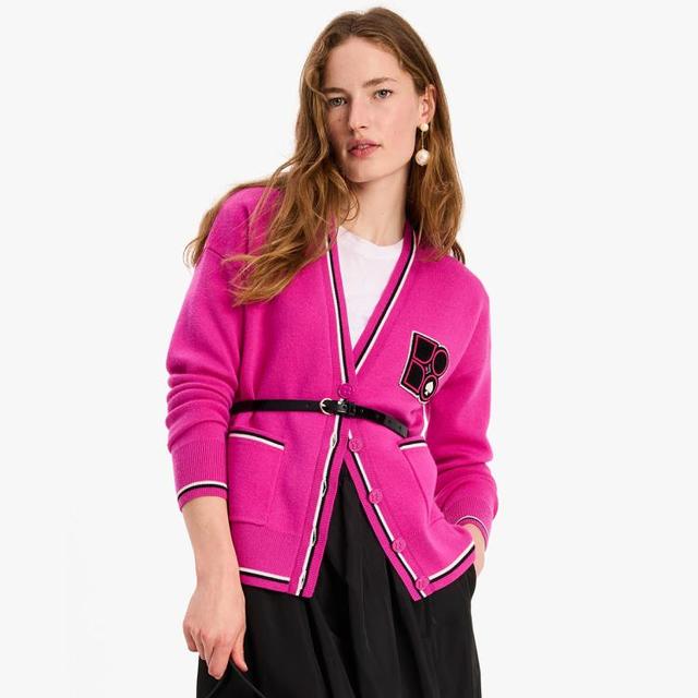 七夕好礼：Kate Spade 【100%绵羊毛】学院风时尚休闲V领桃心标女式针织衫