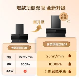 米家 MJ03A 25m³/min风量 顶侧双吸油烟机+燃气灶套装