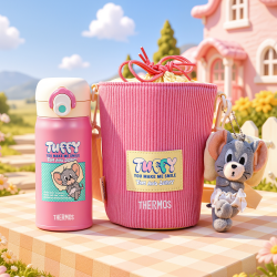 THERMOS 膳魔师 儿童保温杯宝宝吸管杯学生上学保温杯女生水壶猫和老鼠水杯