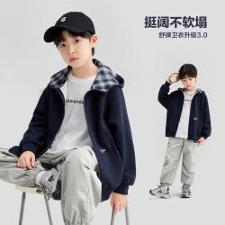 ZOSEE 男童外套春秋儿童连帽上衣女童休闲开衫卫衣中大童冬装青少年童装