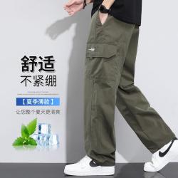 马克华菲 夏季薄款宽松直筒裤子男士工装户外休闲裤透气长裤男