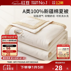 Hodo A类夏凉被空调被芯100%棉花夏被夏天裸睡纯棉花薄被子1*1.5米云白