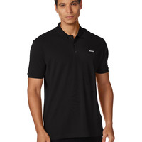 HUGO BOSS HUGO 男式常规版型反向标志短袖 Polo 衫, 石板黑色, 小号