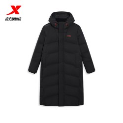 特步 中长羽绒服男士2025年冬季新款上衣防风保暖外套975429640128