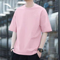 安踏 奥特莱斯休闲短袖t恤夏季简约纯色圆领运动打底衫宽松上衣