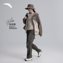 安踏 水壳冲锋衣新款大地之壳硬壳防水三合一冲锋衣女防风外 绿/卡其-2 XS