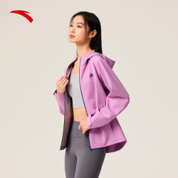 安踏 水壳3.0冲锋衣大地之壳硬壳防风外套女士防暴雨登山服 粉紫-2 XS （女155）