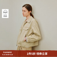 茵曼 2026冬季女装新款休闲翻领工装夹克外套百搭通勤宽松短款上衣 浅卡其 XL