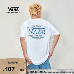 VANS 官方 男女情侣纯棉短袖T恤 白色   S