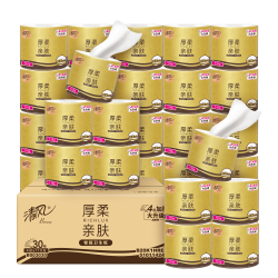 清风 有芯卷纸厚柔双面压花 4层110g/卷*30卷