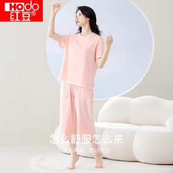 红豆居家 红豆（Hodo）情侣款可外穿夏薄款纯棉透气抑菌家居服套装