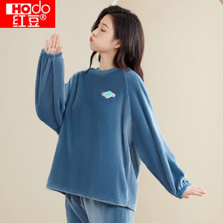 Hodo/红豆 法兰绒 花冠蓝 M码 女士睡衣家居服套装