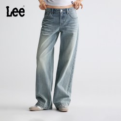 Lee 26早秋新品428舒适直筒牛仔裤复古浅蓝色女潮流