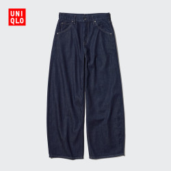 优衣库 482280 宽松廓形弯刀牛仔裤 藏青色 34(175/86A)