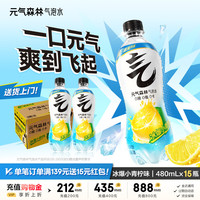 元气森林 0糖0脂0卡白桃维C橙夏黑葡萄芭乐西瓜青柠气泡水饮料整箱 冰爆小青柠480ml*15