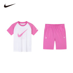 NIKE 3BRAND 耐克男女童纯棉短袖T恤+短裤2件套夏季插肩袖儿童短袖套装