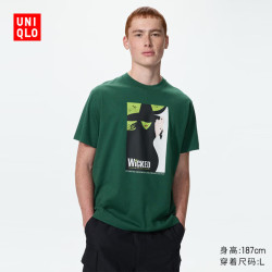 优衣库 Musical Icons UT/短袖T恤男装女装印花488733 58 深绿色