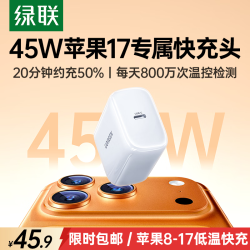 绿联 氮化镓快充 苹果17充电器  单Type-C口 单头 45W