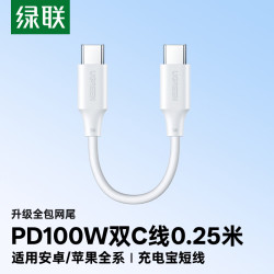 绿联 超级快充 Type-C数据线  白色 Type-C Type-C 100W PVC 5A