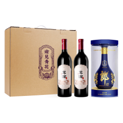 龙谕 单一园 干红葡萄酒 750ml*2瓶+青花郎酱香白酒39度 中秋礼盒送礼