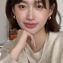 半日逅屿 耳环女高级感法式耳圈新款爆款金色圈圈耳饰耳扣纯银银针耳钉 银色拉丝耳圈一对