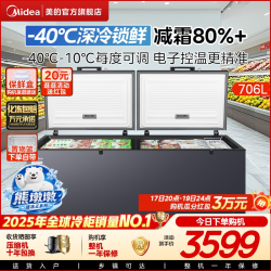 美的 熊墩墩速冻王719大容量冰柜家用商用卧式冷柜冷冻冰箱官方