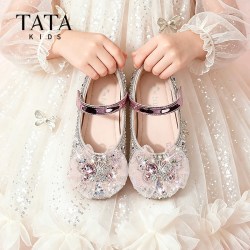 TATA他她童鞋   2026秋季女童艾莎水晶公主鞋女孩时尚单鞋