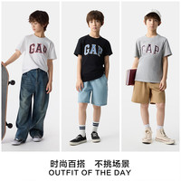 Gap 童装纯棉胶印字母logo短袖