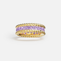 APM Monaco 淡紫色Cordage Pavé Lilas密镶扭纹戒指 官方旗舰店