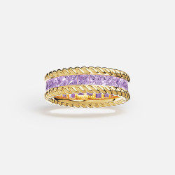 APM Monaco 淡紫色Cordage Pavé Lilas密镶扭纹戒指 官方旗舰店